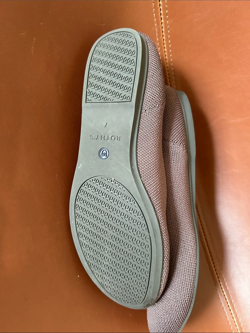 Rothy's Purple/taupe Knit Slip-On Flats with Blue Trim